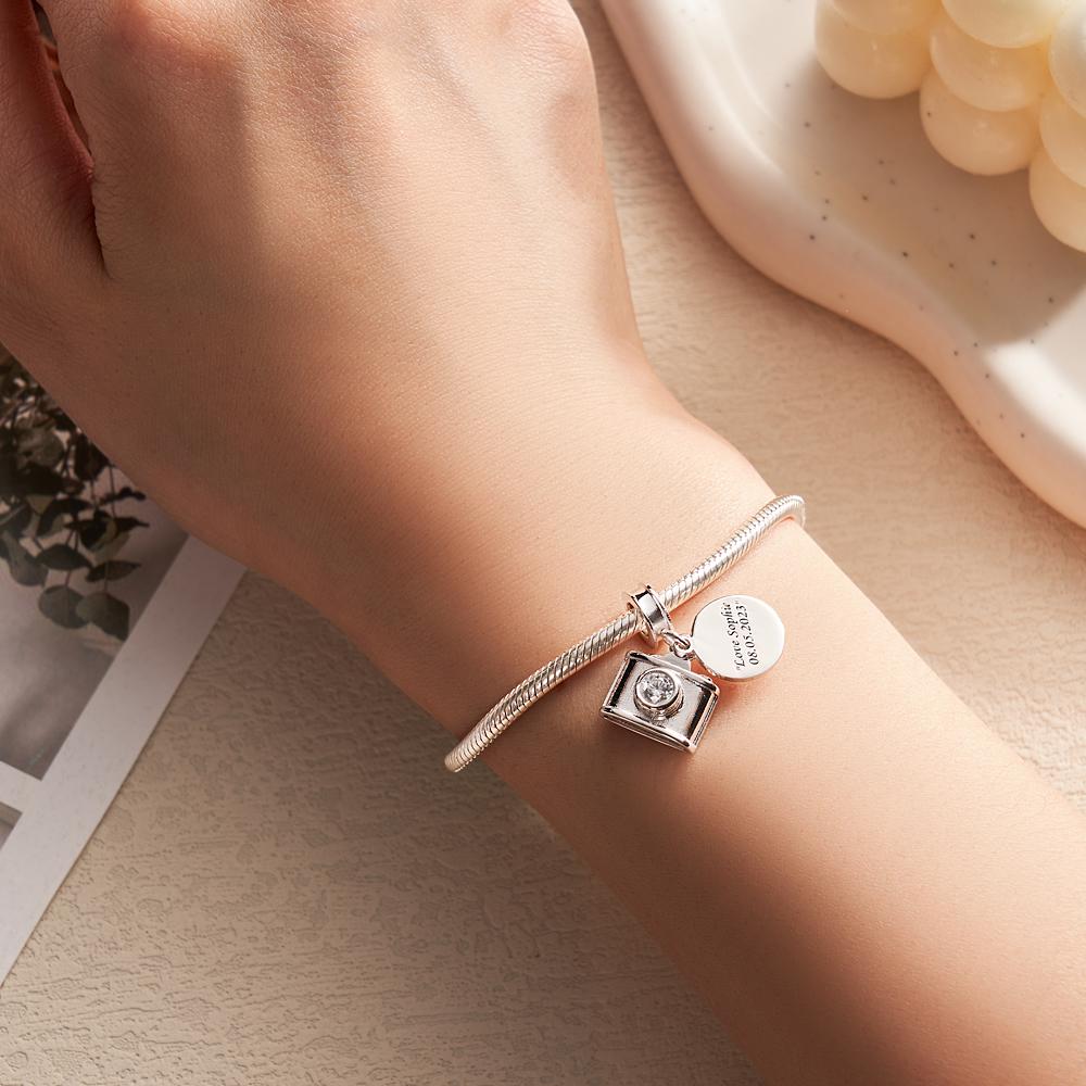 Custom Engraved Charm Diamond Camera Fashion Gift