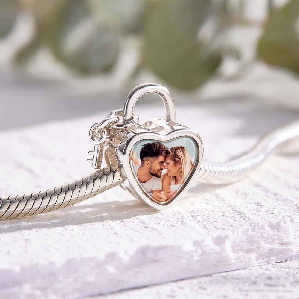 Personalized Photo Charm Love Heart Key Pendant Unique Gifts For Her
