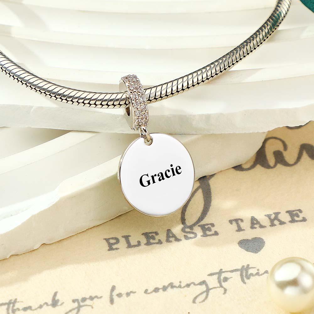 Custom Photo Engraved Charm Diamond Swing Couple Gift