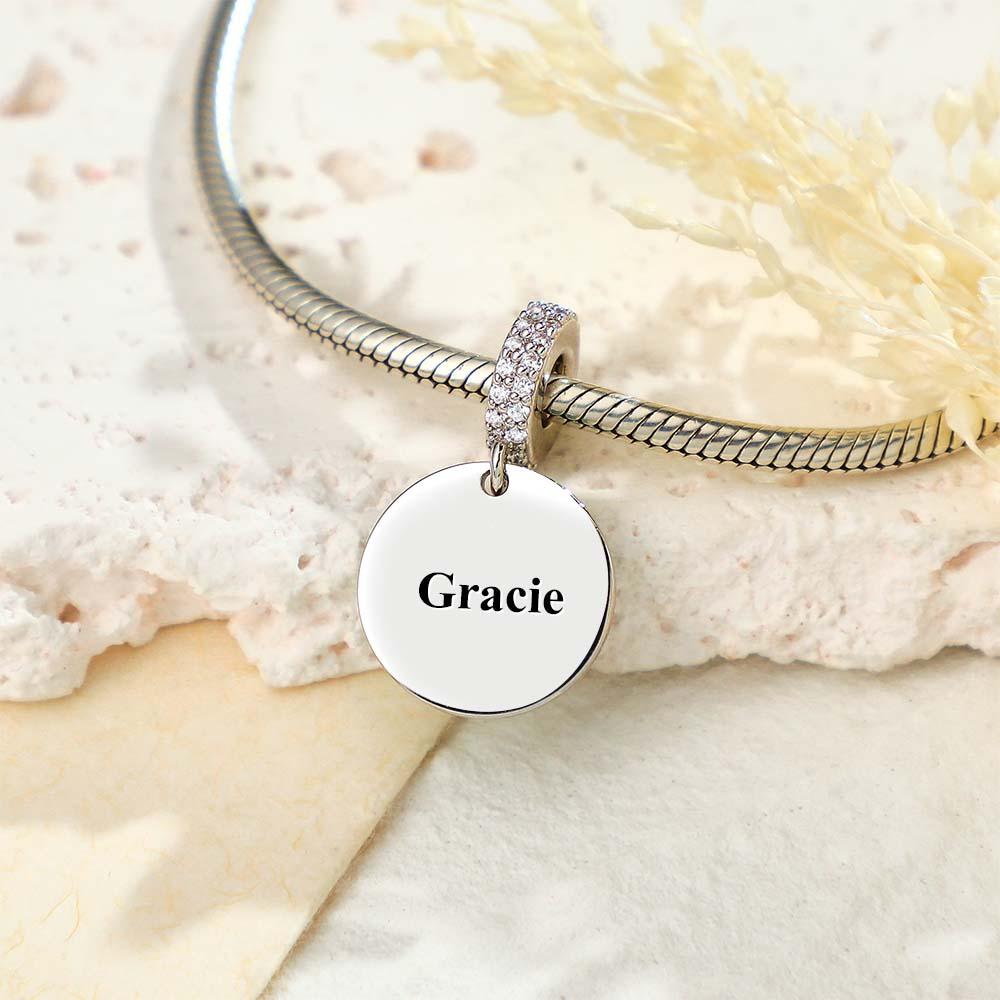 Custom Photo Engraved Charm Diamond Swing Couple Gift