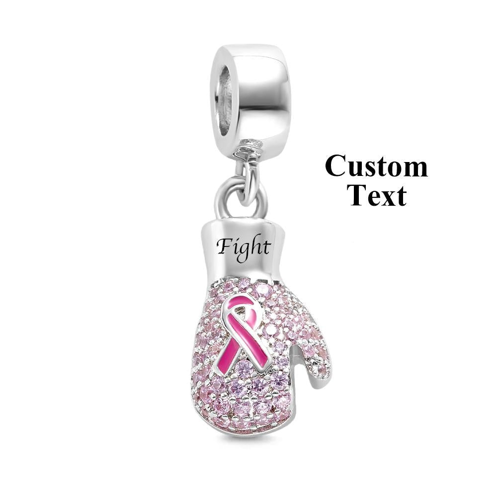 Engravable Charm Fight Breast Cancer Theme Delicate Pendant Bracelet Decor For Her