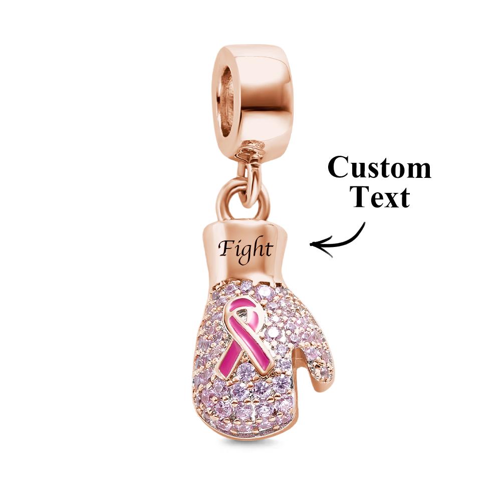 Engravable Charm Fight Breast Cancer Theme Delicate Pendant Bracelet Decor For Her
