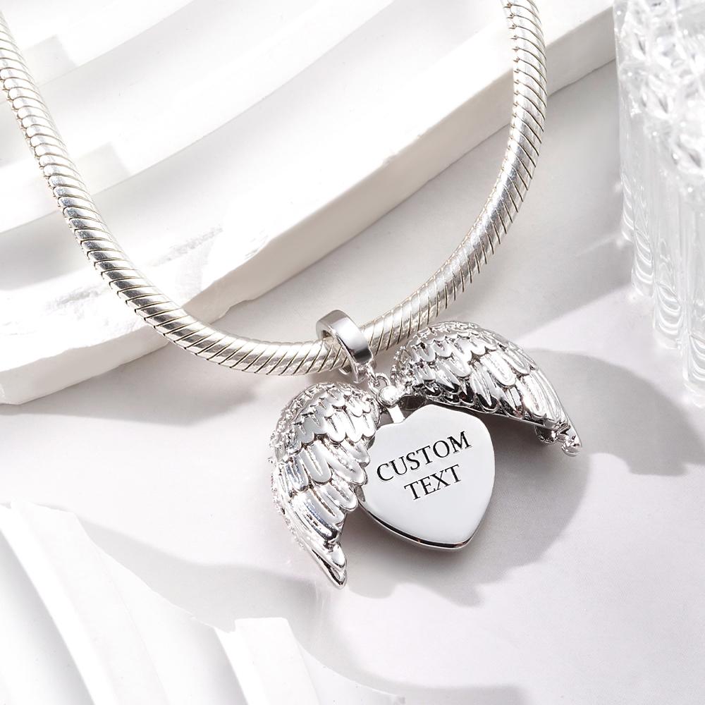 Angel Wing Openable Photo Charm With Text Fashionable Pendant Gifts For Her