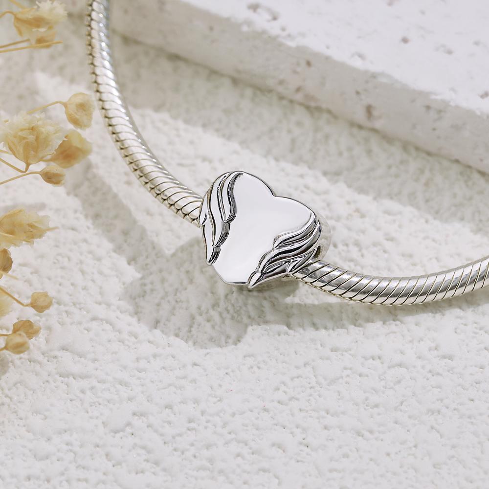 Custom Photo Charm Heart Wing Romantic Gift