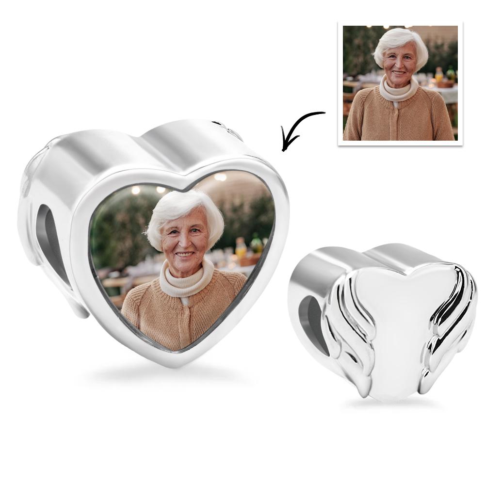 Custom Photo Charm Heart Wing Romantic Gift