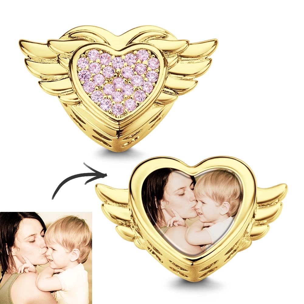 Custom Photo Charm Heart Wings Gifts for Mom