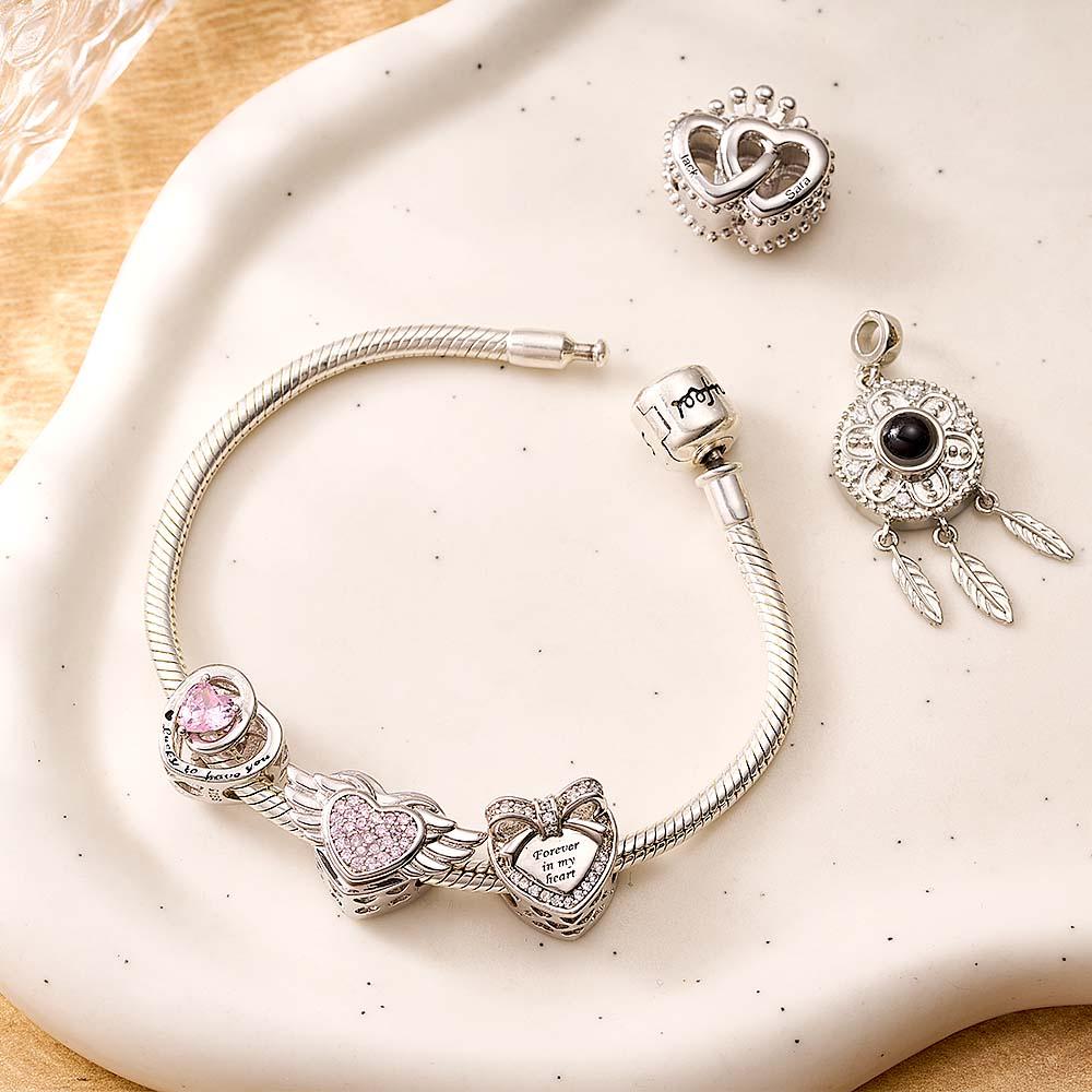 Custom Photo Charm Heart Wings Gifts for Mom
