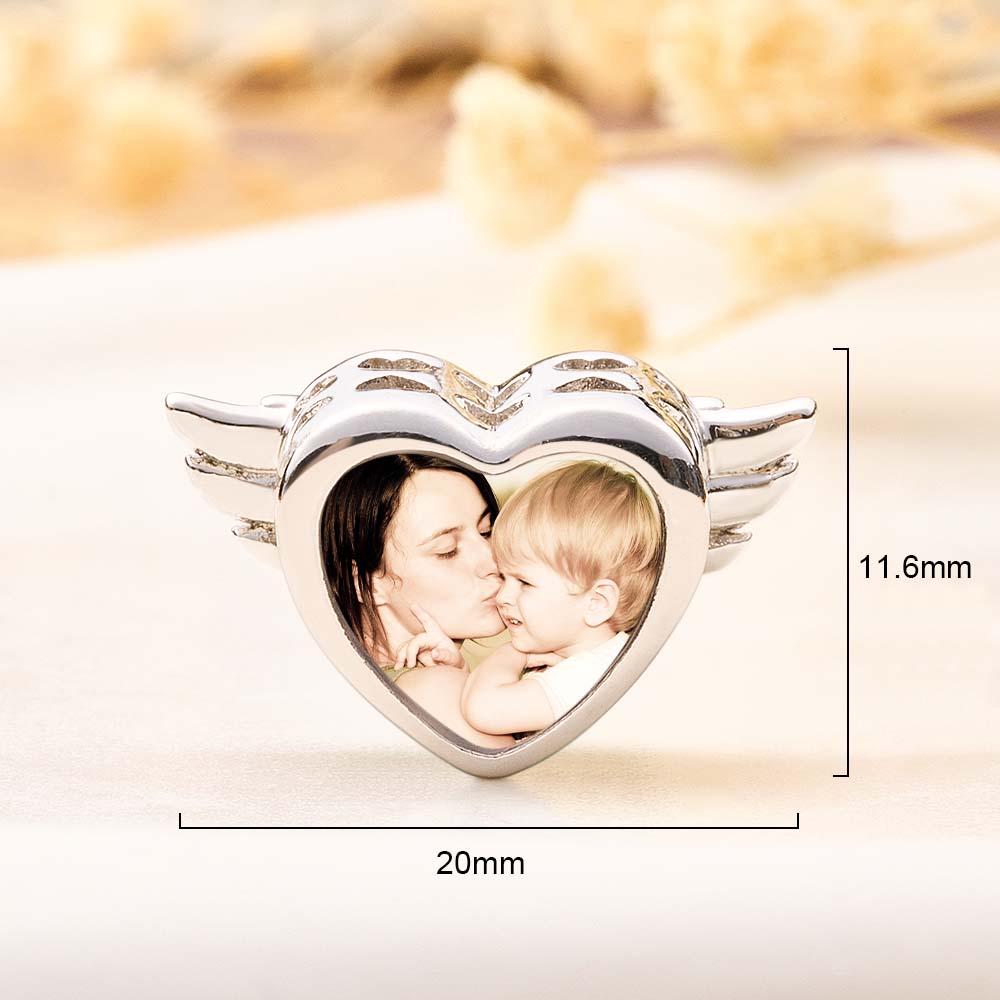 Custom Photo Charm Heart Wings Gifts for Mom