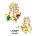 Custom Birthstone with Personalized Names Charm Heart Wings Gifts for Mom