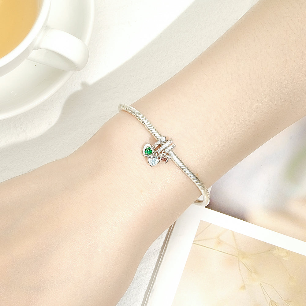 Custom Birthstone with Personalized Names Charm Heart Wings Gifts for Mom