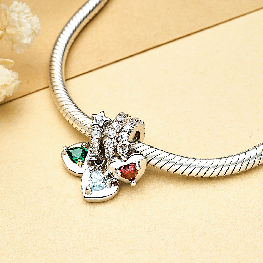 Custom Birthstone with Personalized Names Charm Heart Wings Gifts for Mom