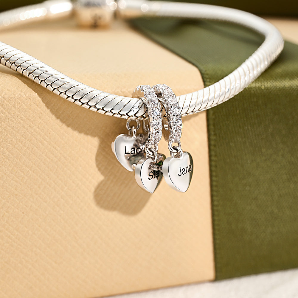 Custom Birthstone with Personalized Names Charm Heart Wings Gifts for Mom