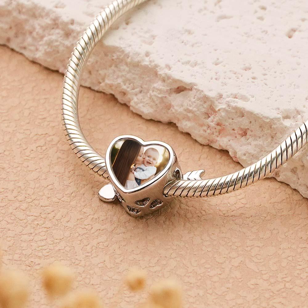 Custom Photo Charm Heart Arrow with Text Engraving on Back
