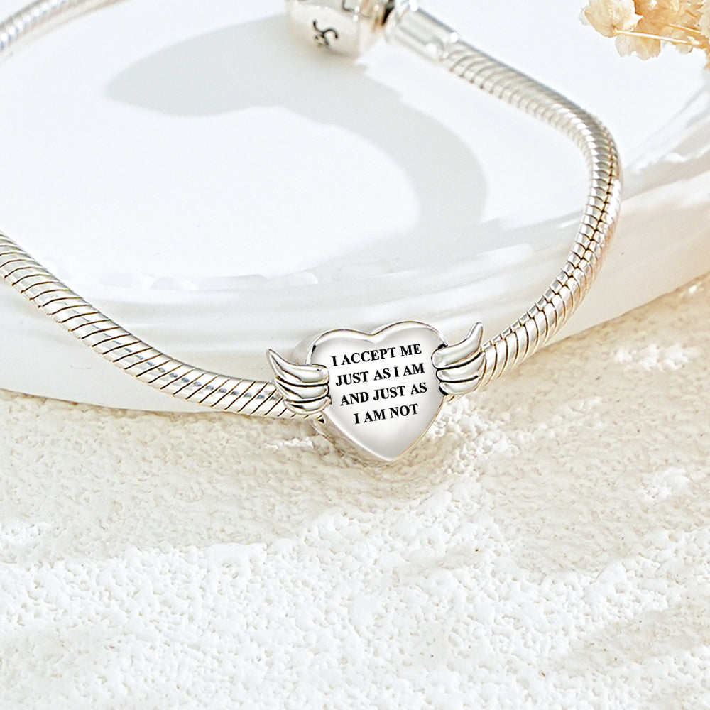 Custom Photo Charm Angel Opened Wings Heart