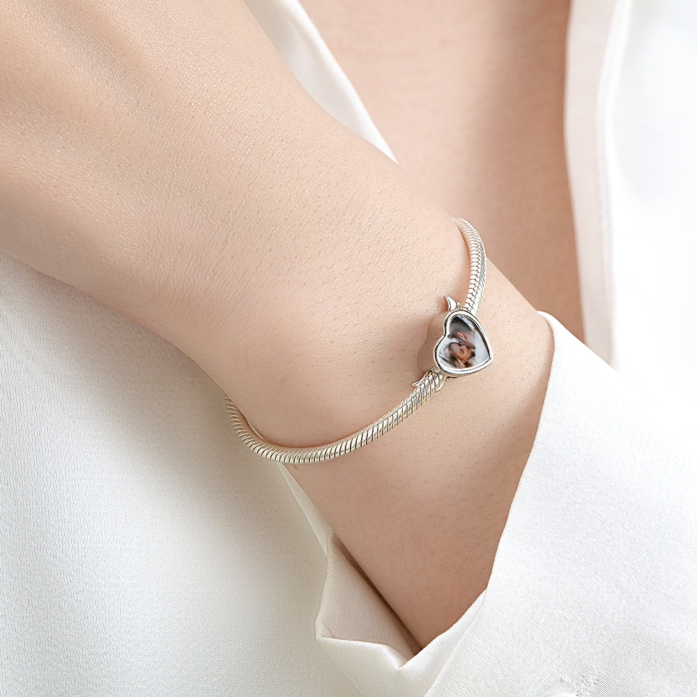 Custom Photo Charm Angel Opened Wings Heart