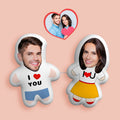 Custom Face Photo Pillow Couple Toy Plush Doll Link with a Line