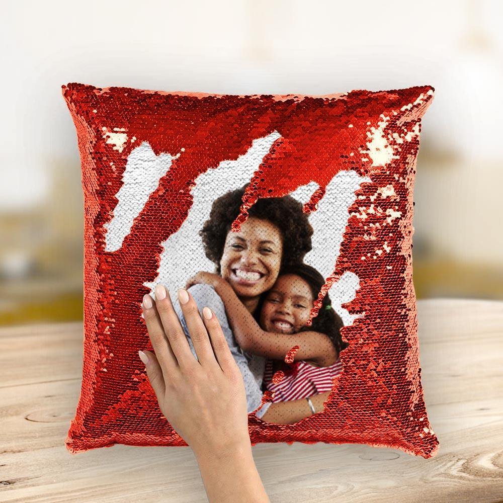Photo Magic Sequins Pillow Red Shiny Best Gifts 15.75" * 15.75"