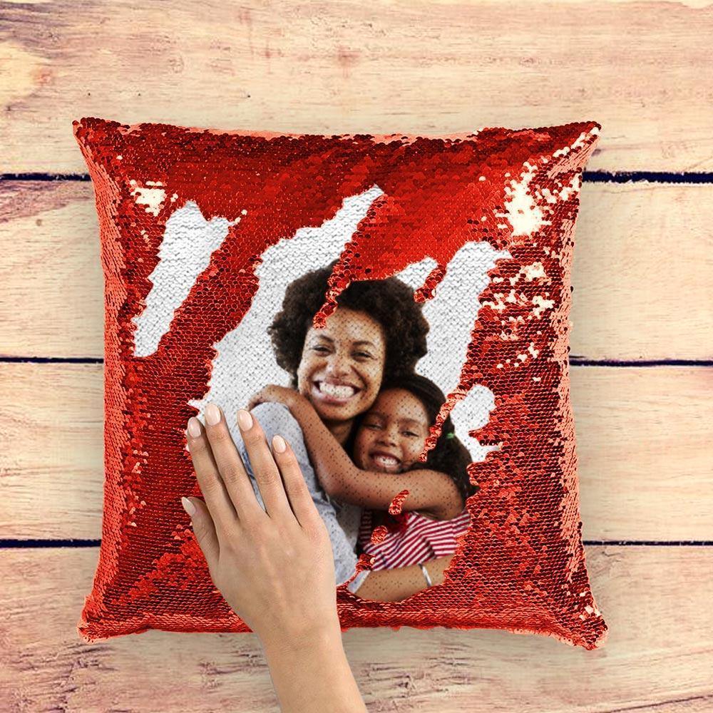 Photo Magic Sequins Pillow Red Shiny Best Gifts 15.75" * 15.75"