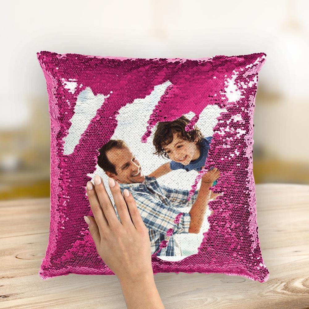 Custom Photo Magic Sequins Pillow Pink Color Shiny Home Decor 15.75" * 15.75"
