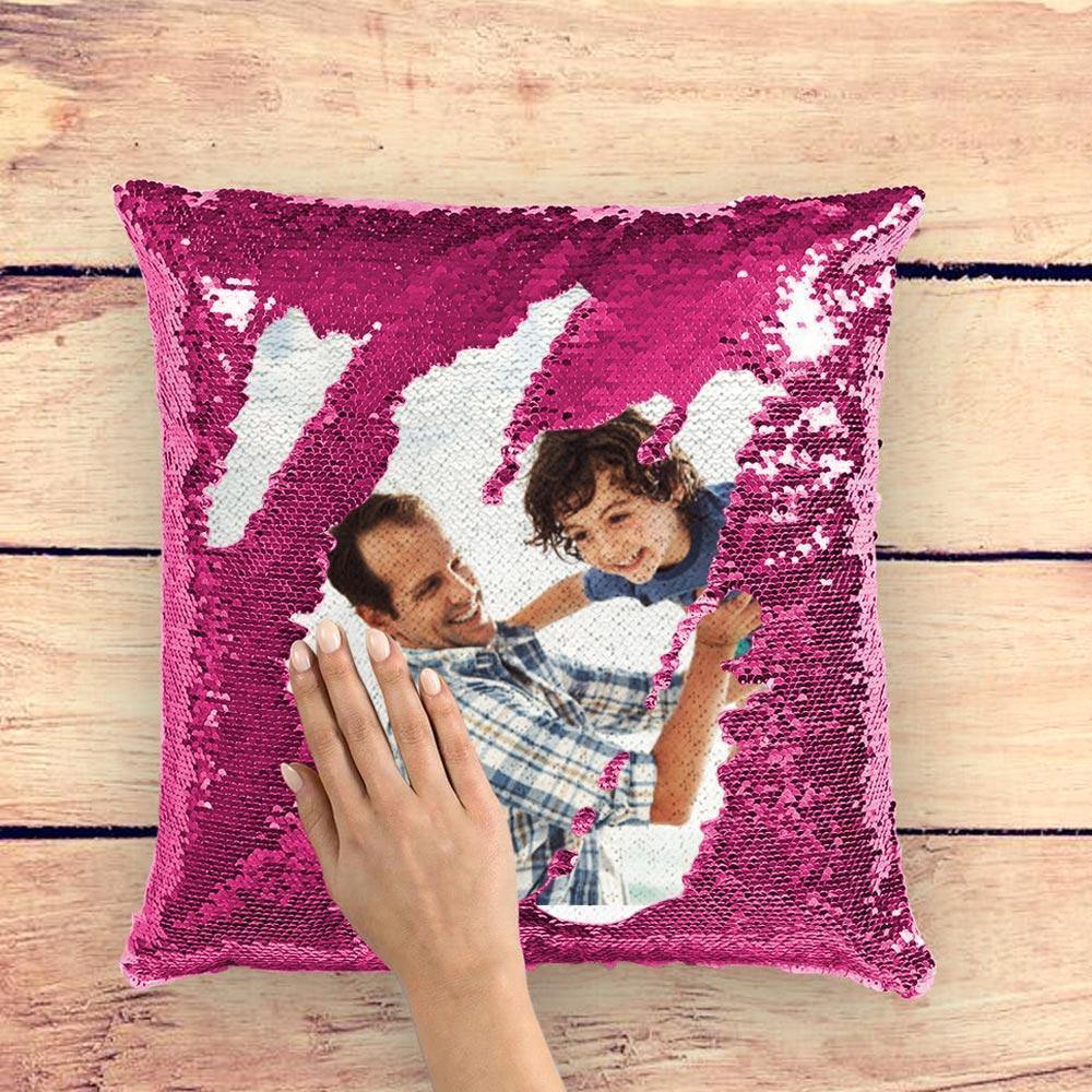 Custom Photo Magic Sequins Pillow Pink Color Shiny Home Decor 15.75" * 15.75"