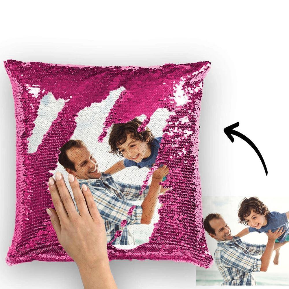 Custom Photo Magic Sequins Pillow Pink Color Shiny Home Decor 15.75" * 15.75"