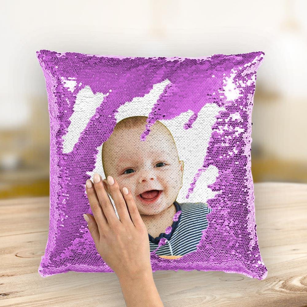 Photo Magic Sequins Pillow Purple Shiny Cute 15.75" * 15.75"