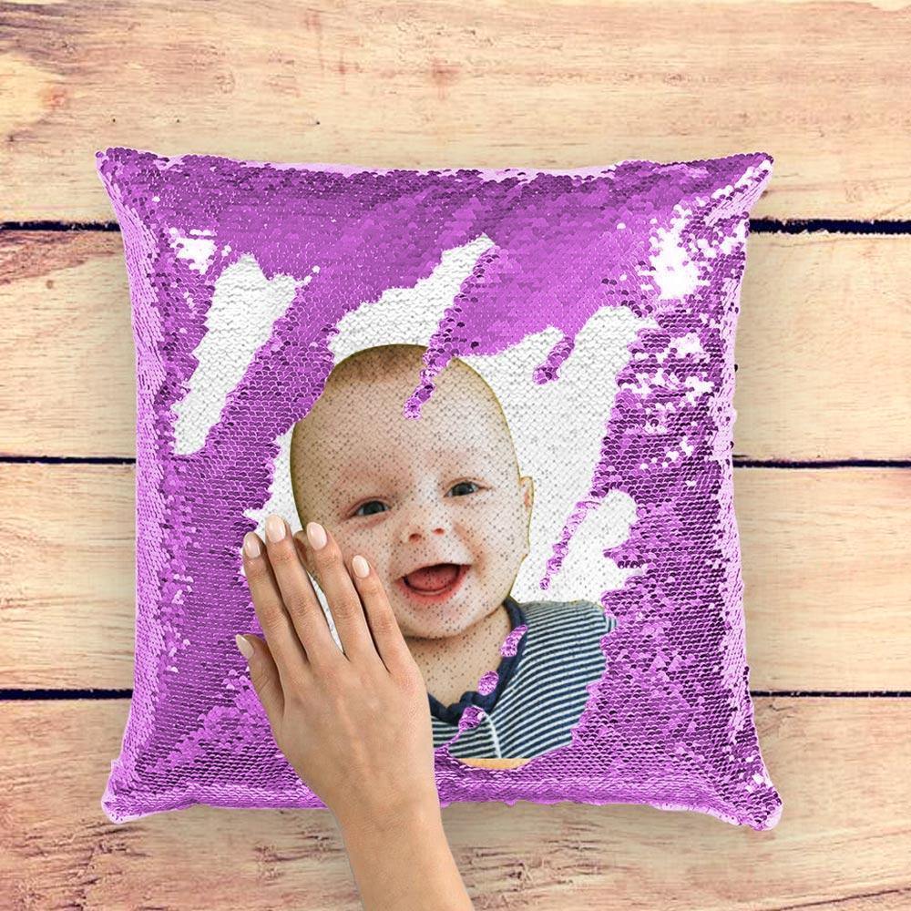 Photo Magic Sequins Pillow Purple Shiny Cute 15.75" * 15.75"