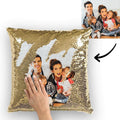 Photo Pillowcase Magic Sequins Pillowcase Golden Color Shiny Best Gifts 15.75" * 15.75"