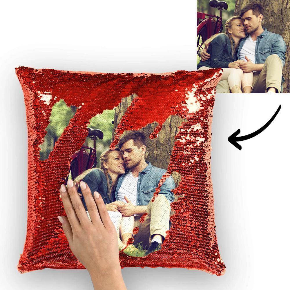 Photo Magic Sequins Pillow Red Shiny Best Gifts 15.75" * 15.75"