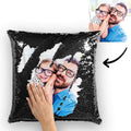 Custom Pillowcase Photo Magic Sequins Black Color Shiny Unique Gifts 15.75" * 15.75"