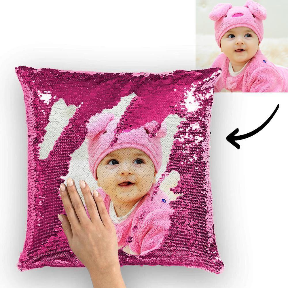 Custom Pillowcase Photo Magic Sequins Pink Color Shiny Home Decor 15.75" * 15.75"