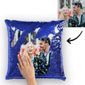 Photo Magic Sequins Pillow Blue Shiny 15.75" * 15.75"