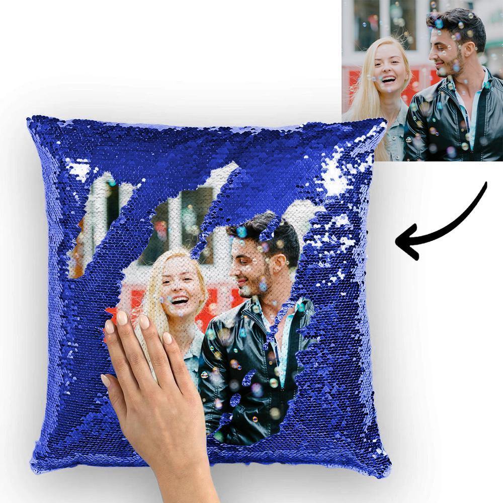 Photo Pillowcase Magic Sequins Blue Shiny 15.75" * 15.75"