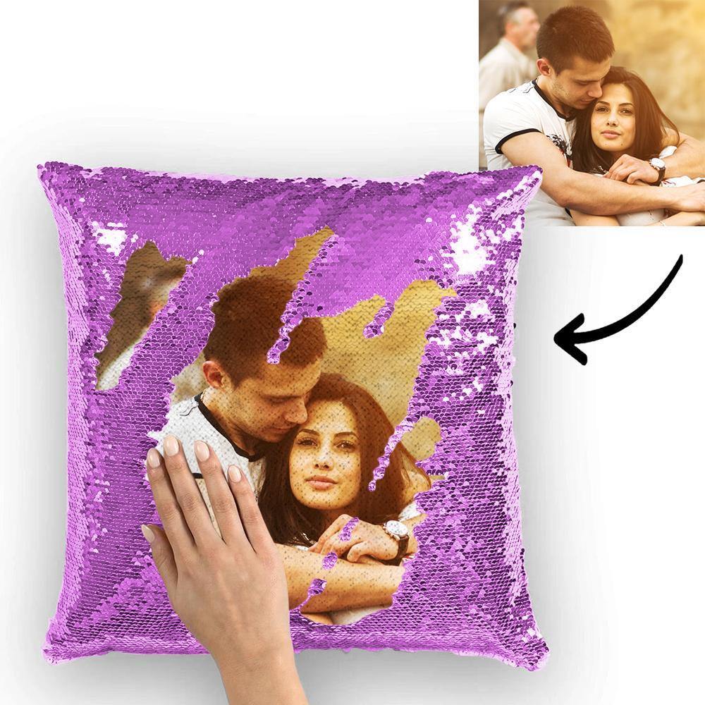 Photo Magic Sequins Pillow Purple Shiny Cute 15.75" * 15.75"