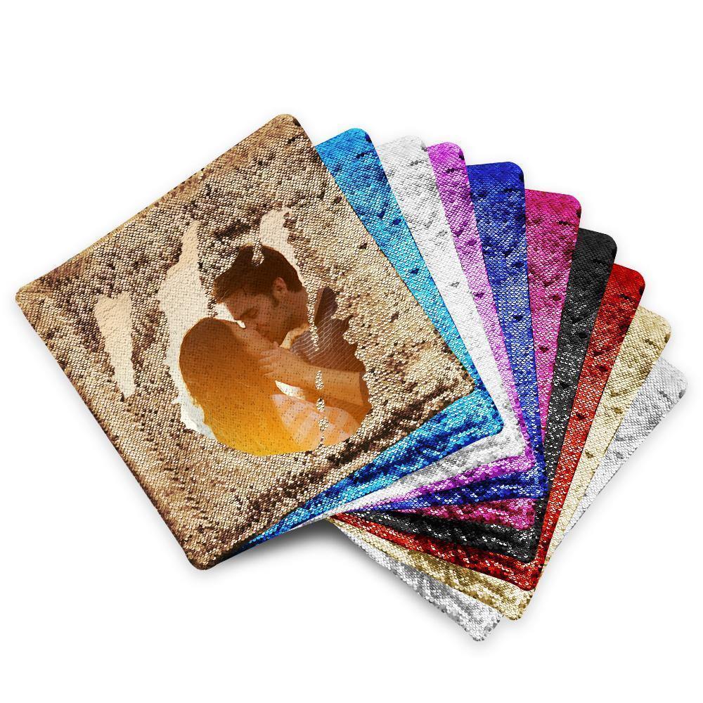 Custom Pillowcase Photo Magic Sequins Yellow Shiny 15.75" * 15.75"