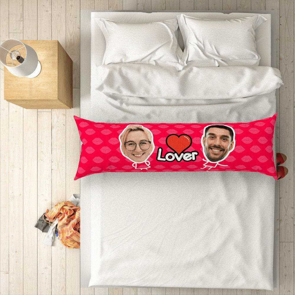 Custom Photo Face Horizontal Red Pillow Gifts For Couple 50 150cm