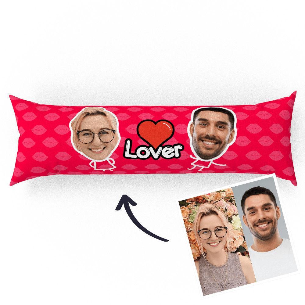 Custom Photo Face Horizontal Red Pillow Gifts For Couple 50 150cm
