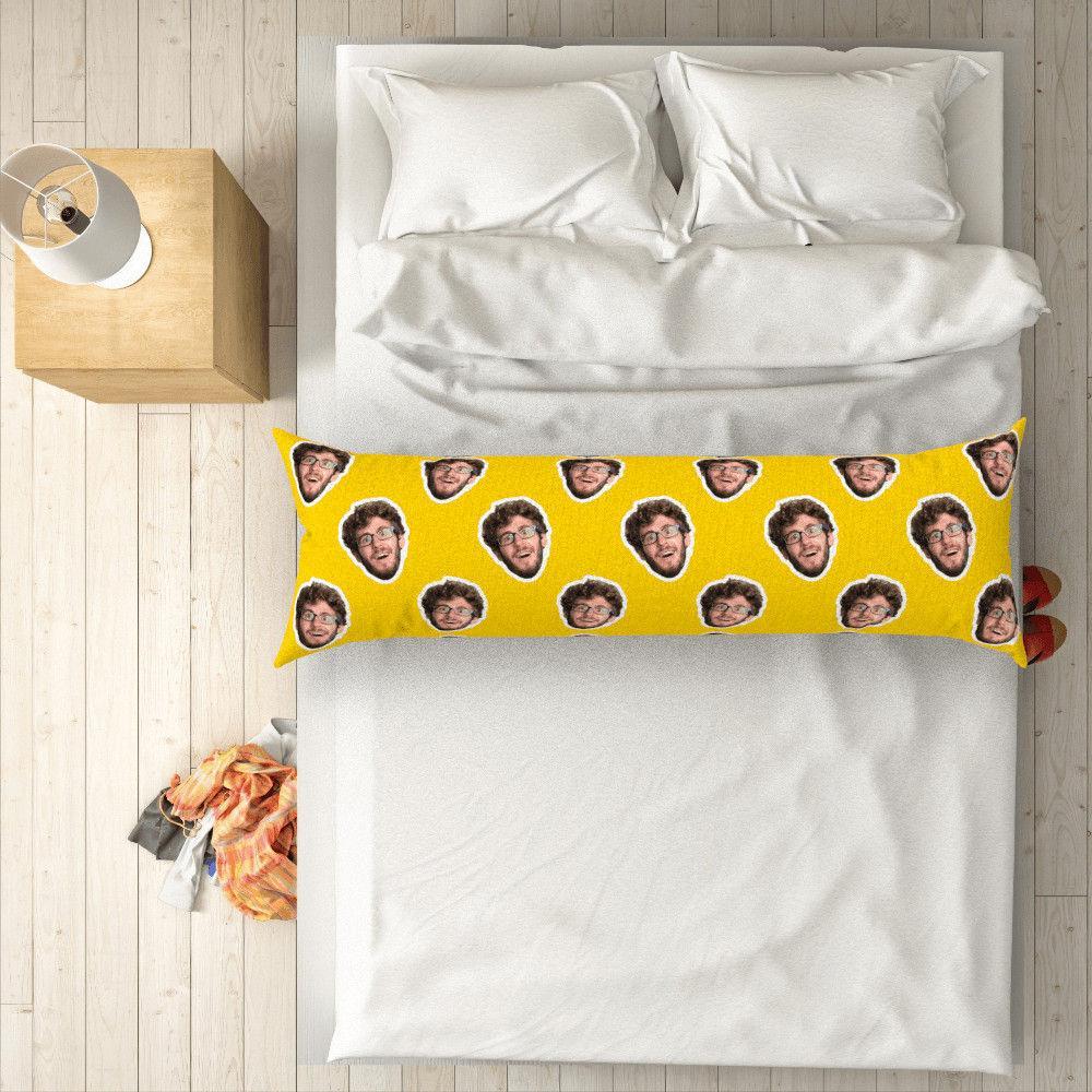 Custom Photo Face Horizontal Orange Pillow Gifts For Man 50 150cm
