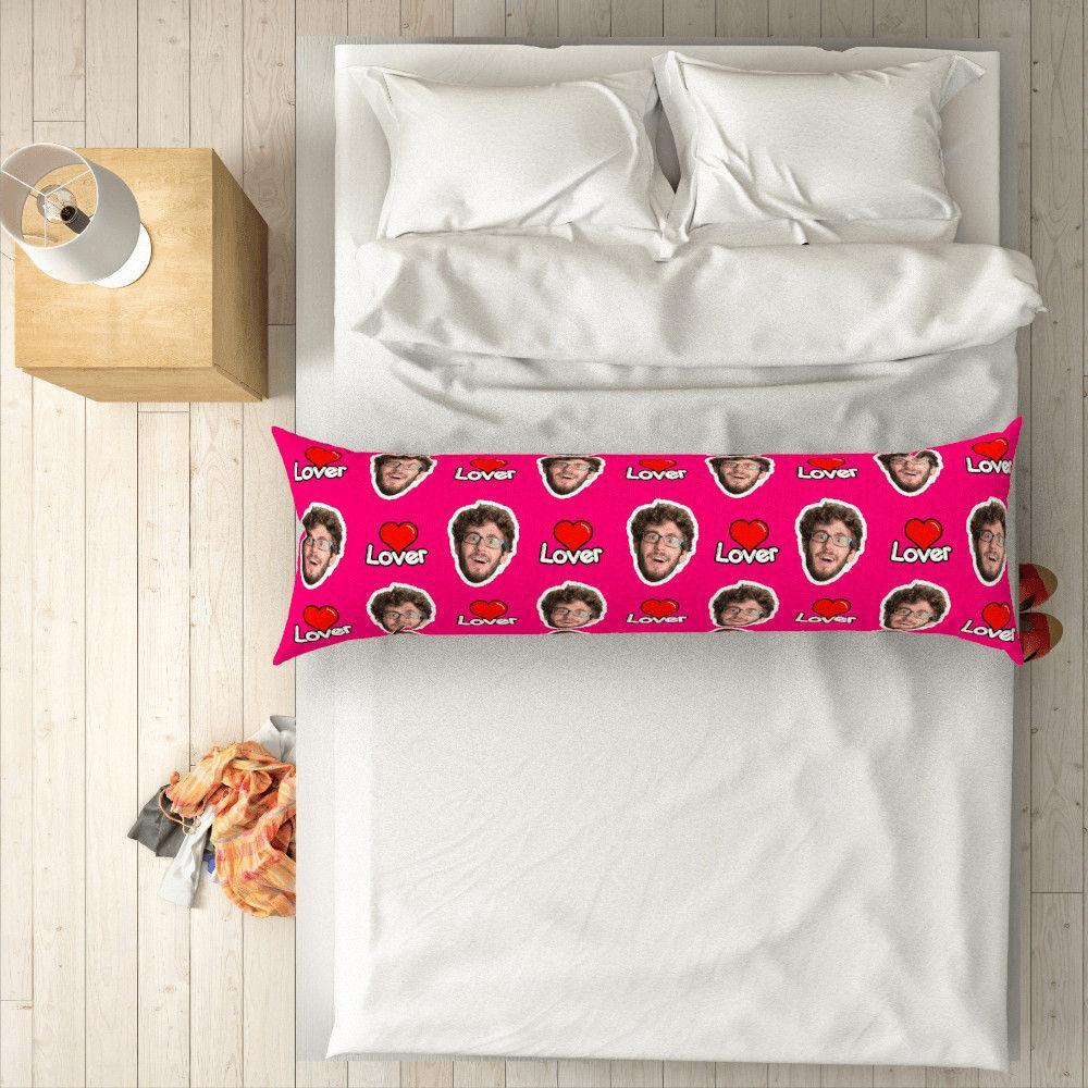 Custom Photo Head Horizontal Pink Pillow Gifts Man Theme 50 150cm