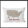 Custom Map Pillow Case Gift For Family Love Lives Here Throw Pillows