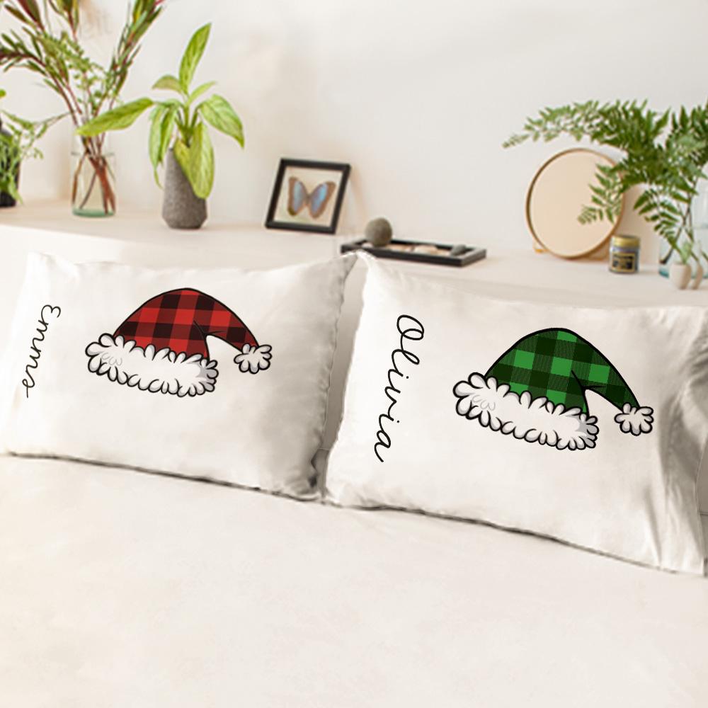 Custom Christmas Pillowcase Santa Hat Pillow Cover Bedding Ornament Best Christmas Gifts