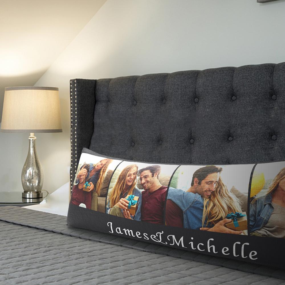 Custom Engraved Photo Long Throw Pillows Popular Housewarming Gifts for Wedding Couples