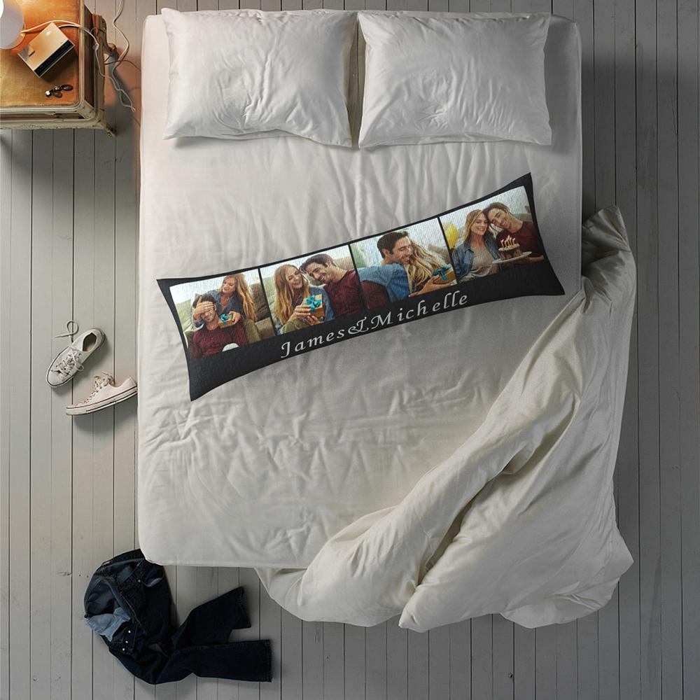 Custom Engraved Photo Long Throw Pillows Popular Housewarming Gifts for Wedding Couples