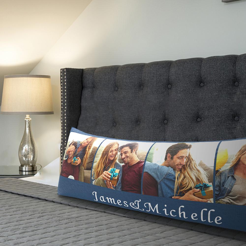 Custom Engraved Photo Long Throw Pillows Popular Housewarming Gifts for Wedding Couples