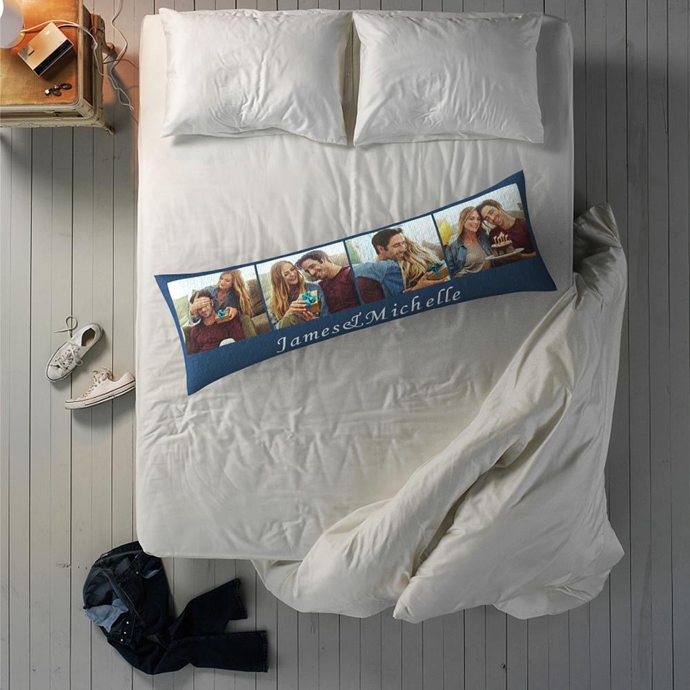 Custom Engraved Photo Long Throw Pillows Popular Housewarming Gifts for Wedding Couples