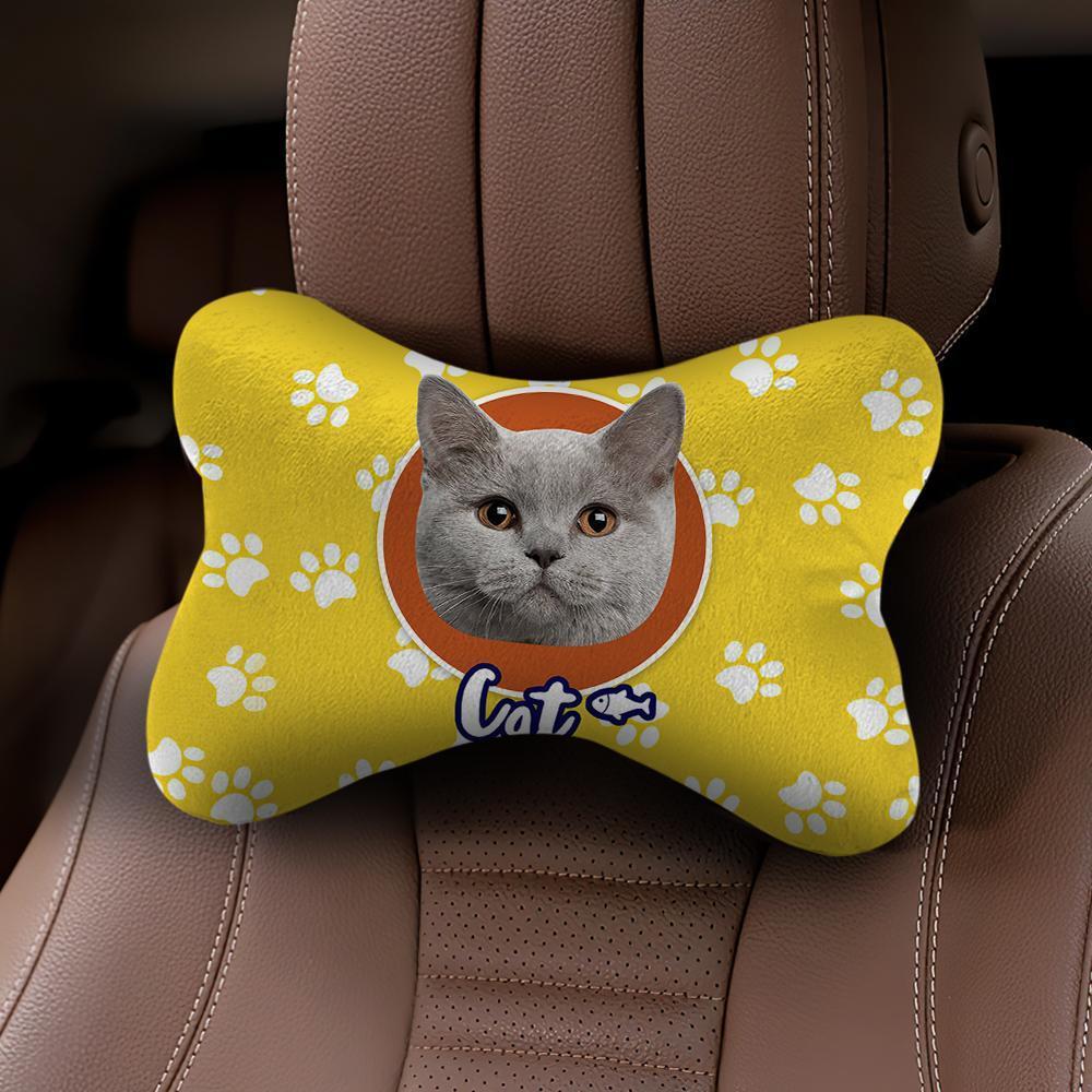 Custom Photo Face Car Neck Pillow Cat Theme