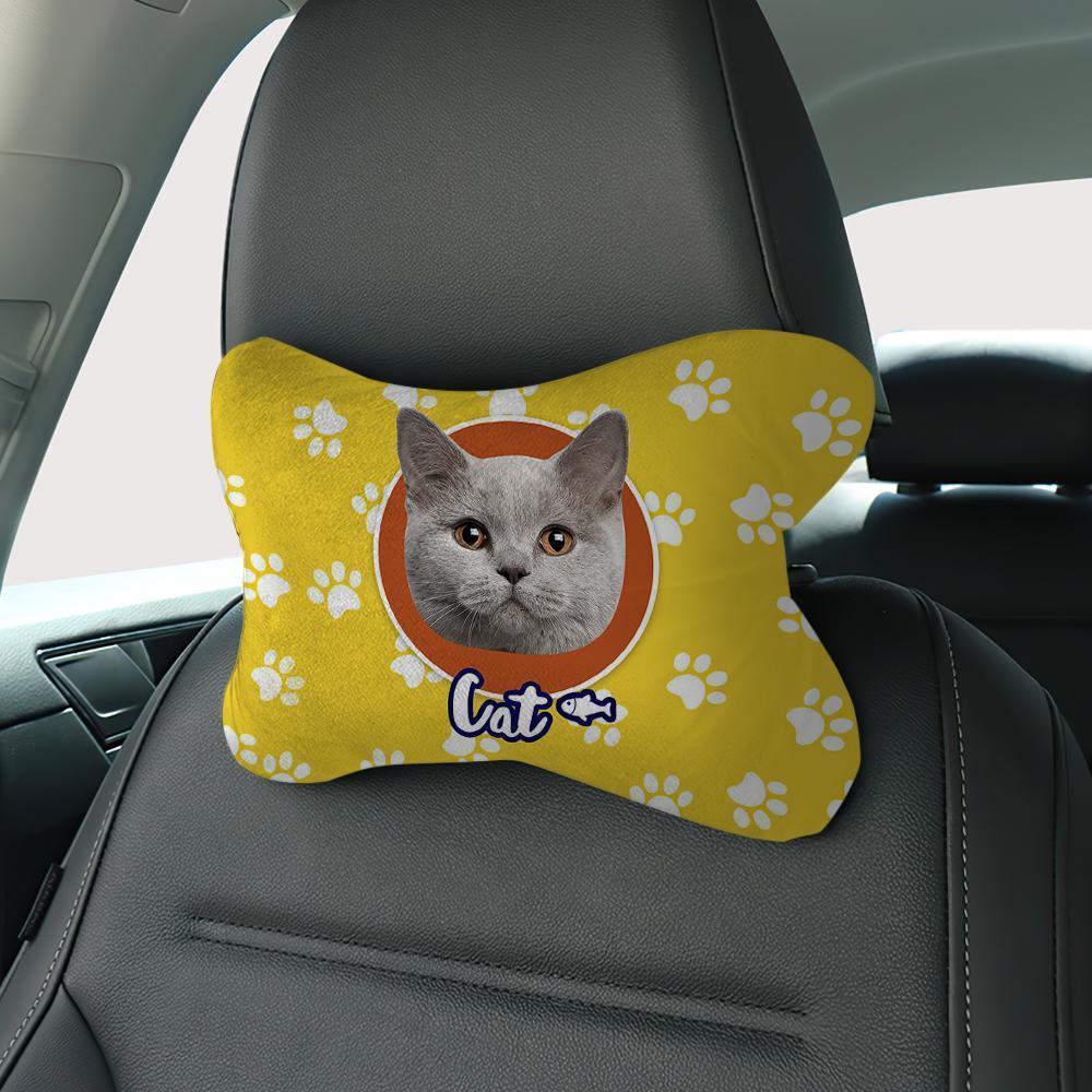 Custom Photo Face Car Neck Pillow Cat Theme