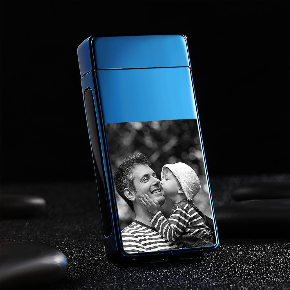 Photo Lighter With Engraving Electric Lighter Great Gift For Smoker Blue
