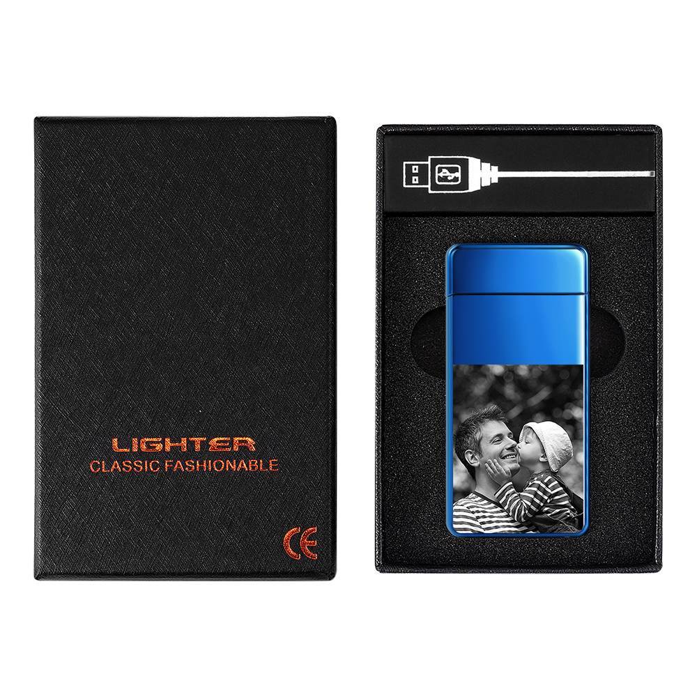 Photo Lighter With Engraving Electric Lighter Great Gift For Smoker Blue