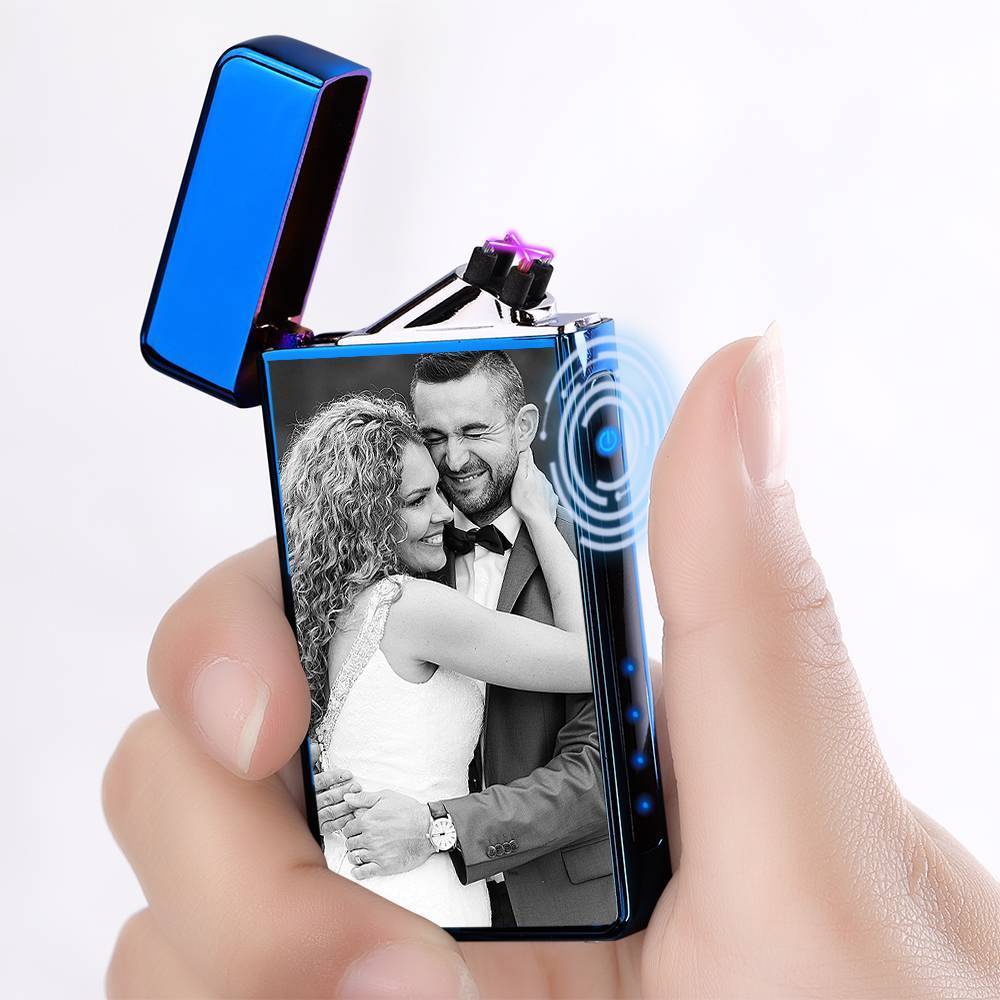 Photo Lighter Custom Photo Engraved Lighter Blue Couple S Gift